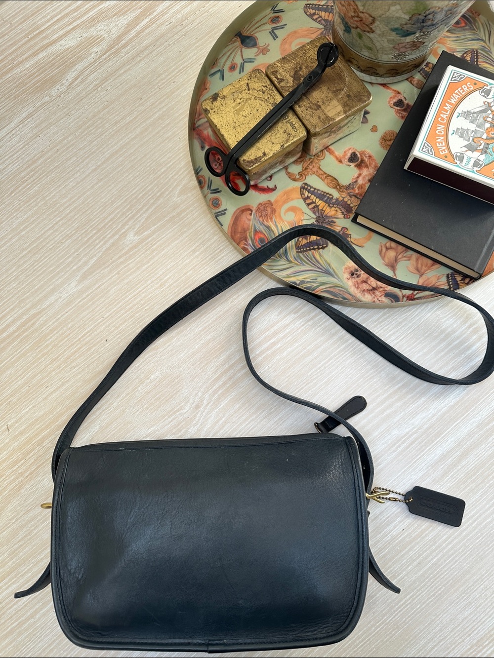 Vintage Coach Legacy East West Black Leather Crossbody Bag